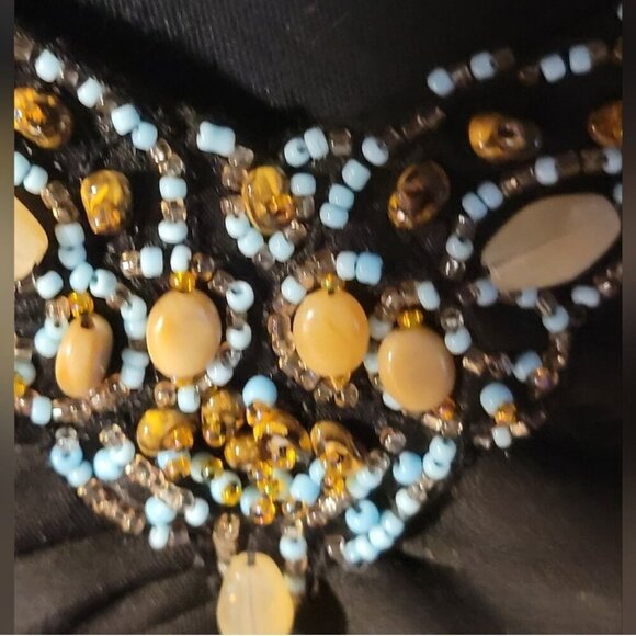 David Meister Beaded VNeck Black Sheath Dress Made In USA Size 8 - Picture 4 of 8